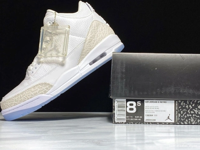 Rep LUCY White 136064-111 Air Jordan Retro 3 Triple 0630